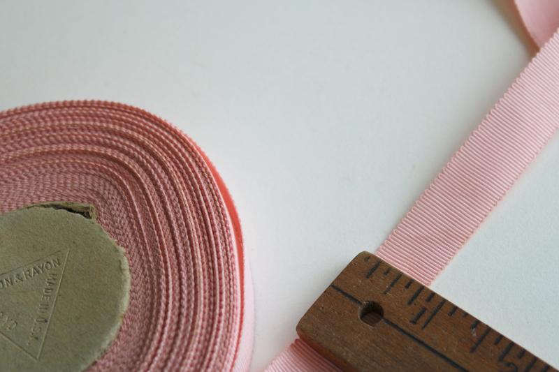 photo of roll of vintage cotton / rayon grosgrain ribbon 3/4 inch wide baby pink #4