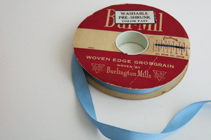 photo of roll of vintage cotton / rayon grosgrain ribbon approx 45 yards light blue #2