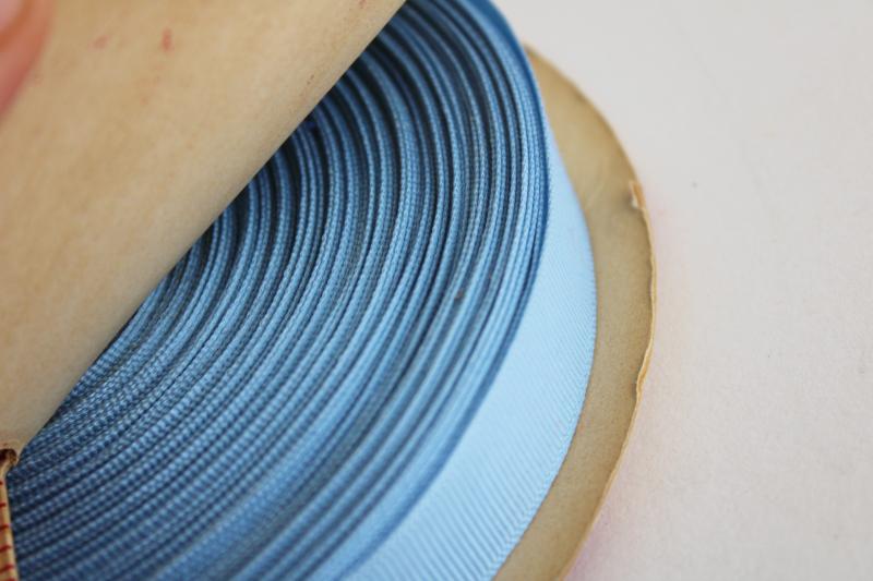 photo of roll of vintage cotton / rayon grosgrain ribbon approx 45 yards light blue #4