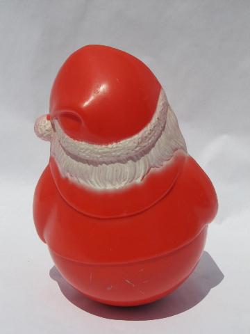 photo of roly-poly plastic Santa Claus, vintage Christmas toy or decoration #3