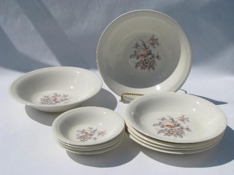 photo of romantic pink & grey roses floral, 10 vintage china bowls #1