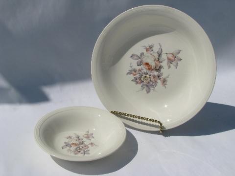 photo of romantic pink & grey roses floral, 10 vintage china bowls #2