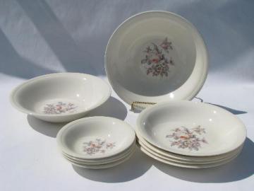 catalog photo of romantic pink & grey roses floral, 10 vintage china bowls