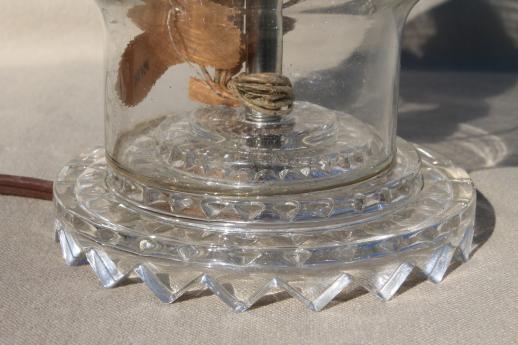 photo of romantic vintage glass boudoir lamp, faded paper roses under glass hurricane bell jar #7