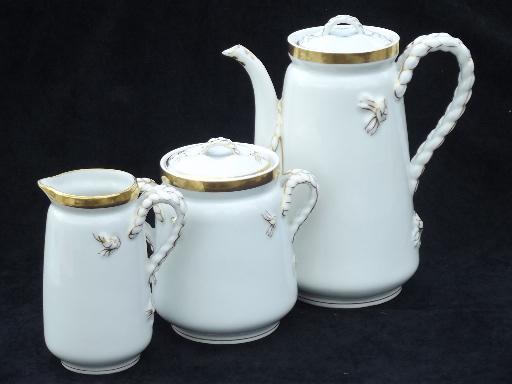 photo of rope and anchor antique 19th century Haviland Limoges porcelain tea coffee set #1