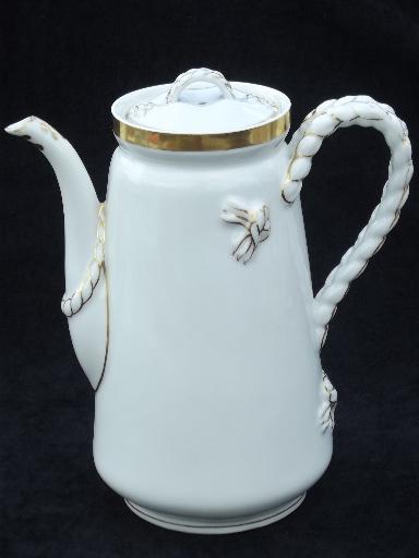 photo of rope and anchor antique 19th century Haviland Limoges porcelain tea coffee set #3