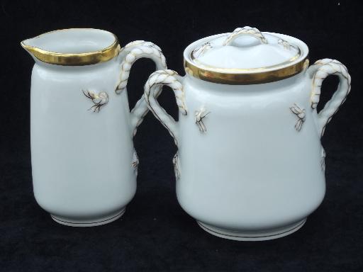 photo of rope and anchor antique 19th century Haviland Limoges porcelain tea coffee set #6