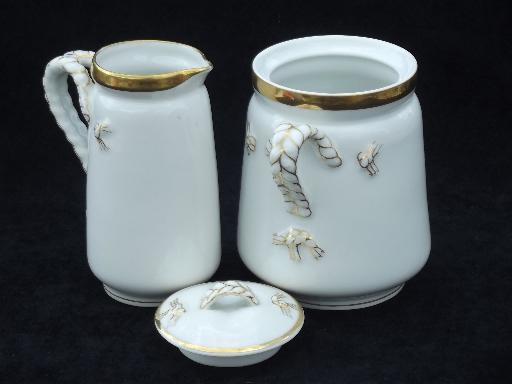 photo of rope and anchor antique 19th century Haviland Limoges porcelain tea coffee set #7