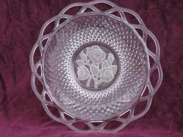 catalog photo of rose intaglio center lace edge Imperial glass plate, 50s-60s vintage