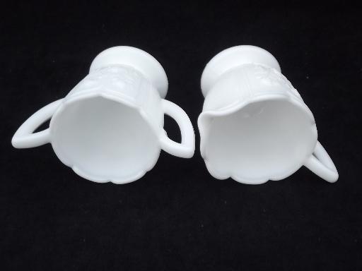 photo of rose leaf milk glass cream pitcher and sugar set, vintage Imperial glass #4