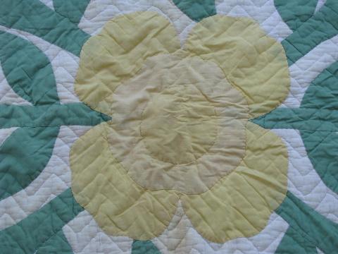 photo of rose of sharon vintage applique patchwork quilted cotton rug or mat #2