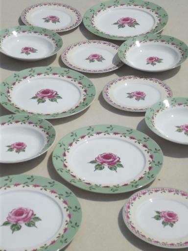 rose & pink gingham pattern dishes, Home Trends china dinnerware set