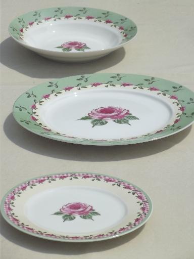 rose & pink gingham pattern dishes, Home Trends china dinnerware set