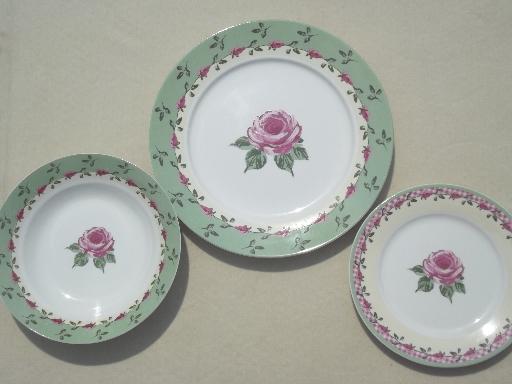 rose & pink gingham pattern dishes, Home Trends china dinnerware set