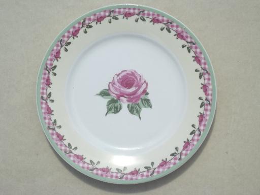 rose & pink gingham pattern dishes, Home Trends china dinnerware set