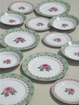 catalog photo of rose & pink gingham pattern dishes, Home Trends china dinnerware set 