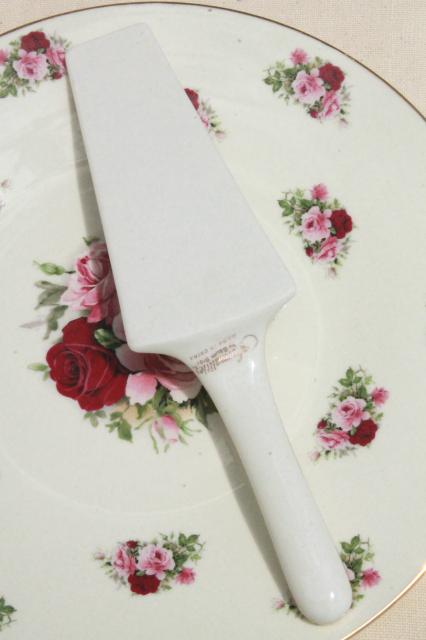 photo of rose sprig Baum Bros China cake plate & dessert server, vintage cottage style #6