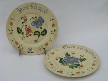 catalog photo of rosemaled painted vintage wood plates, Berggren