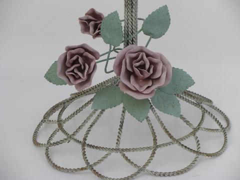 photo of roses tole metal wire hat or bonnet stand, tabletop display rack #2