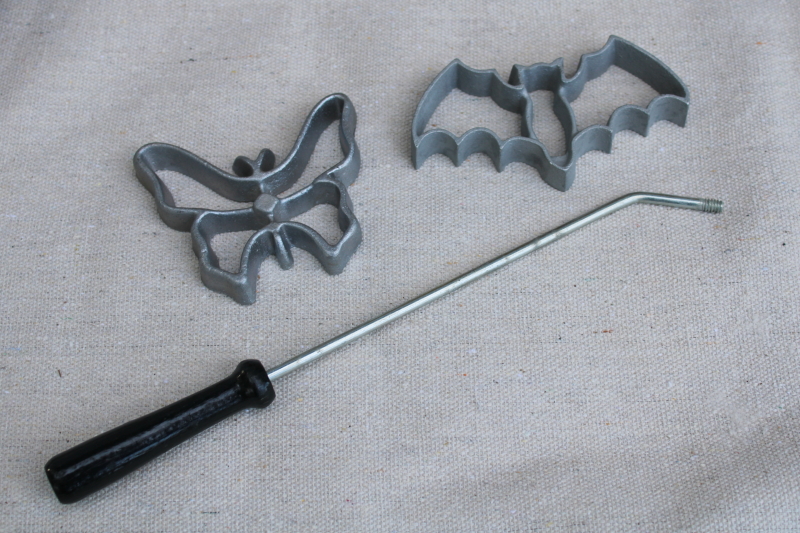 photo of rosette iron molds w/ handle, make quirky cookies with bat and butterfly shapes for deep frying  #1
