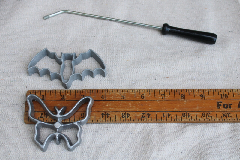 photo of rosette iron molds w/ handle, make quirky cookies with bat and butterfly shapes for deep frying  #2