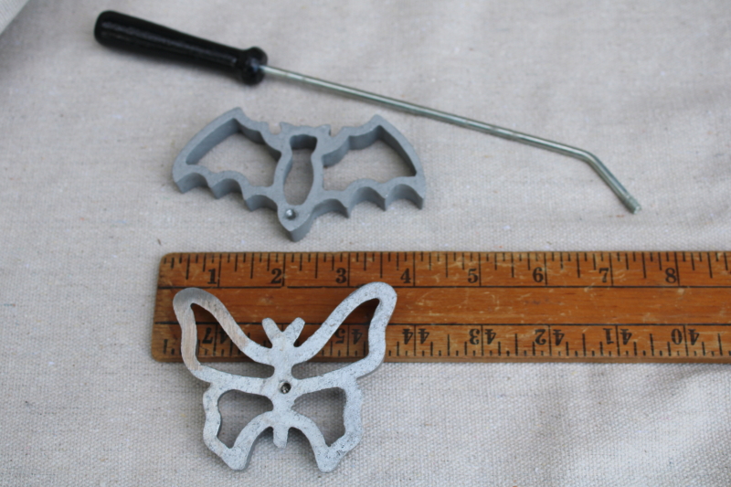 photo of rosette iron molds w/ handle, make quirky cookies with bat and butterfly shapes for deep frying  #3