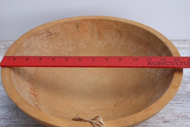 photo of rough old wooden dough bowl, Marquette wood bowl vintage farmhouse primitive  #3