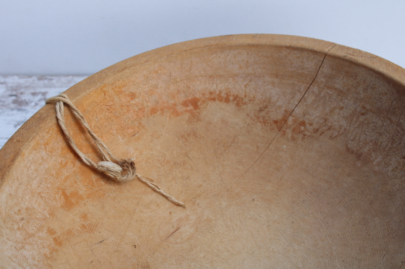 photo of rough old wooden dough bowl, Marquette wood bowl vintage farmhouse primitive  #4