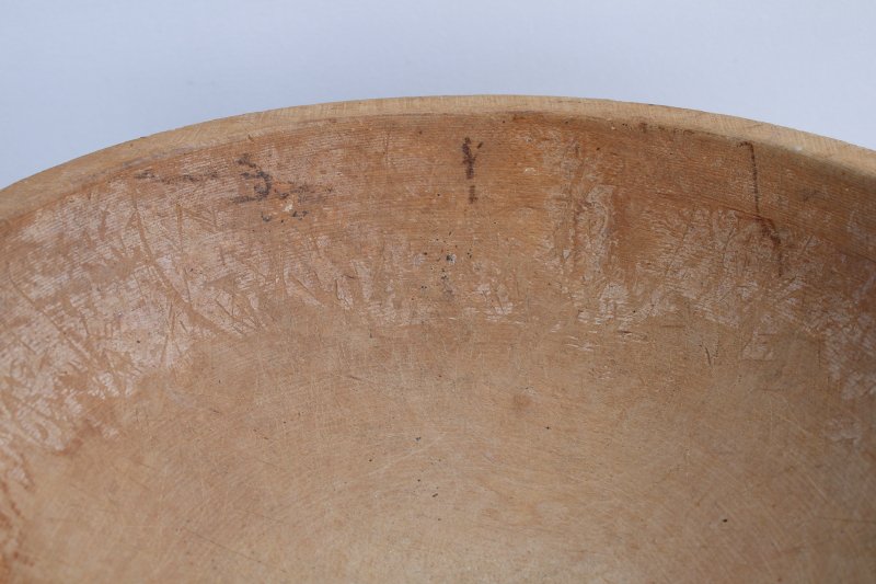 photo of rough old wooden dough bowl, Marquette wood bowl vintage farmhouse primitive  #6