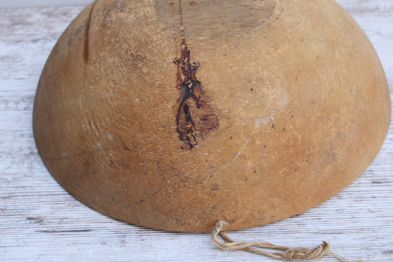 photo of rough old wooden dough bowl, Marquette wood bowl vintage farmhouse primitive  #8