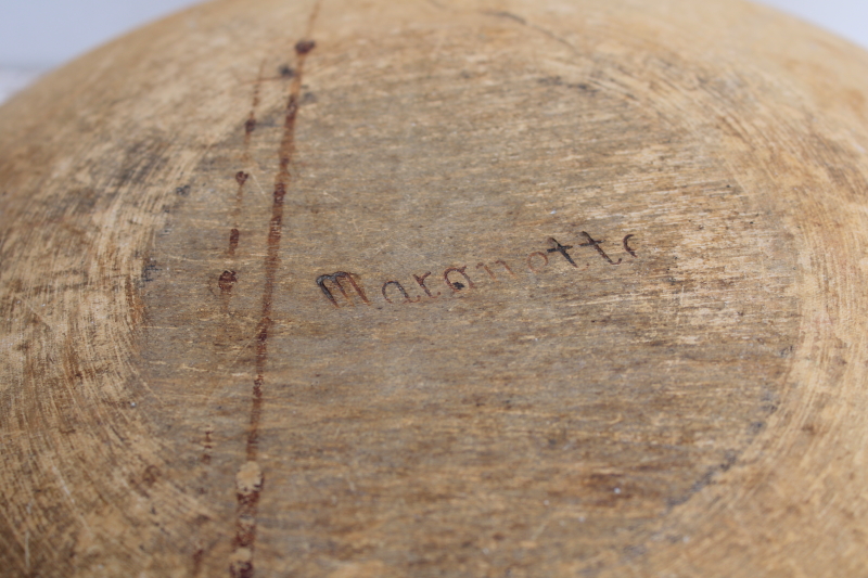 photo of rough old wooden dough bowl, Marquette wood bowl vintage farmhouse primitive  #10