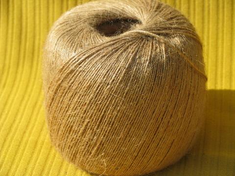 photo of rough vintage jute twine, four balls of heavy rope cord, natural brown #2