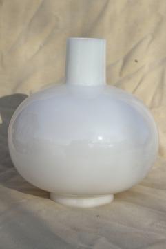 catalog photo of round globe chimney shade, vintage milk glass lampshade for GWTW hurricane lamp<