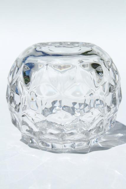 photo of round ivy ball or rose bowl vase, vintage Fostoria American pattern glass<br> #1