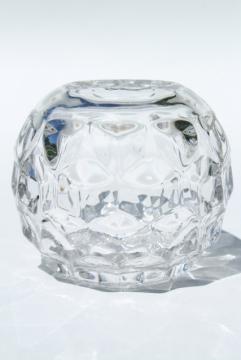 catalog photo of round ivy ball or rose bowl vase, vintage Fostoria American pattern glass<br>