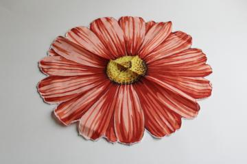 catalog photo of round vintage hanky, daisy shape print cotton flower handkerchief 