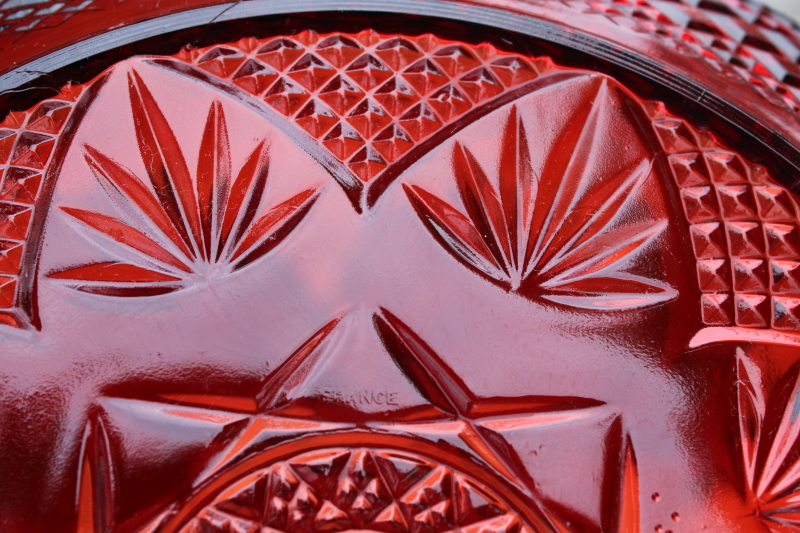 photo of  ruby red antique pattern Cristal d'Arques Arcoroc dinner plates, set of 4  #3