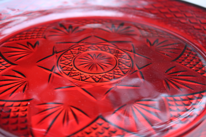 photo of  ruby red antique pattern Cristal d'Arques Arcoroc dinner plates, set of 4  #5