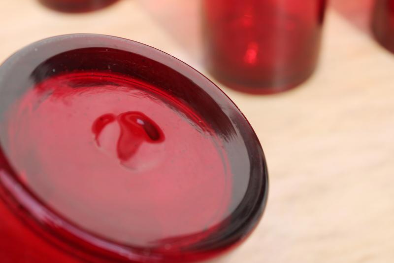 photo of ruby red bubble glass, set of 8 big tumblers, drinking glasses or hurricane candle holders #2