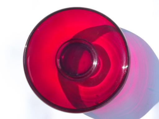 photo of ruby red glass bowl, vintage Paden City glass rolled rim console bowl #3