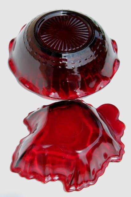 photo of ruby red glass, instant collection of bowls & vases - vintage glassware lot  #6