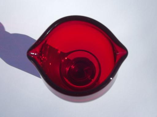 photo of ruby red glass jigger stopper for liquor decanter, vintage Cambridge? #4