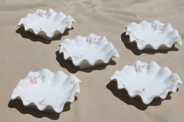 photo of ruffled edge vintage china bowls or candy dishes, antique Austria porcelain #1