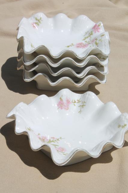 photo of ruffled edge vintage china bowls or candy dishes, antique Austria porcelain #2