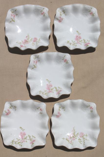 photo of ruffled edge vintage china bowls or candy dishes, antique Austria porcelain #3