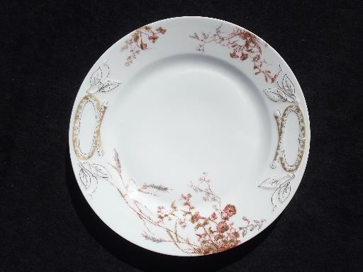 photo of russet brown flowers antique Limoges - France china, 12 plates and platter #2