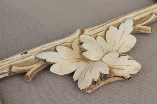 photo of rustic antique Adirondack carved wood picture frame, Eastlake twig & leaf frame w/ shabby paint #7