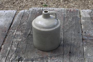 catalog photo of rustic antique cider jug, plain glazed stoneware, vintage farmhouse neutral decor