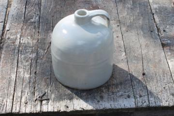 catalog photo of rustic antique white glaze stoneware crock jug, vintage farmhouse neutral decor