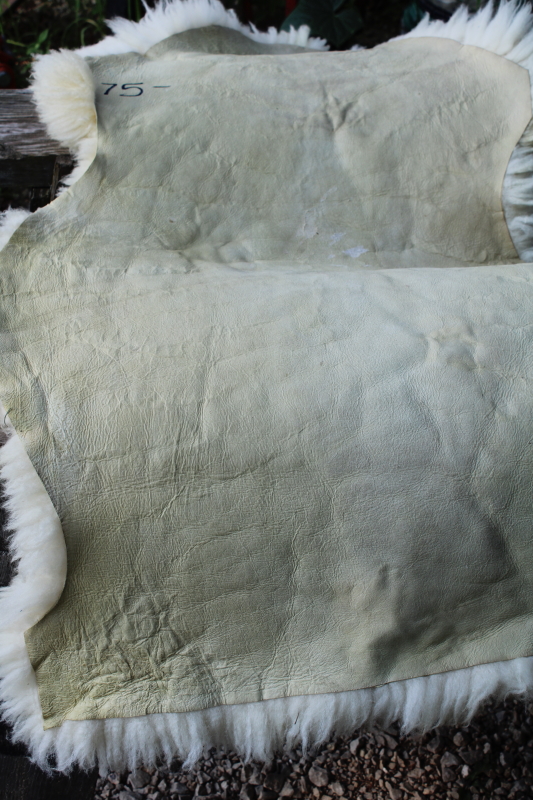 photo of rustic boho decor sheepskin hide soft fur rug or mat, fluffy natural wool  #2